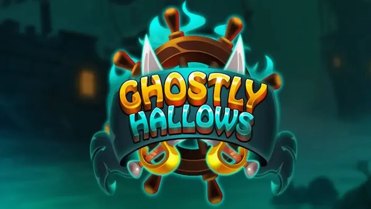 Tampilan visual slot Ghostly Hallows dengan tema kapal hantu dan bajak laut kerangka.