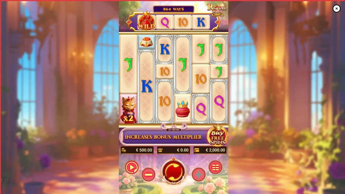 Tampilan visual slot Royal Paws Maxways dengan tema kucing mewah