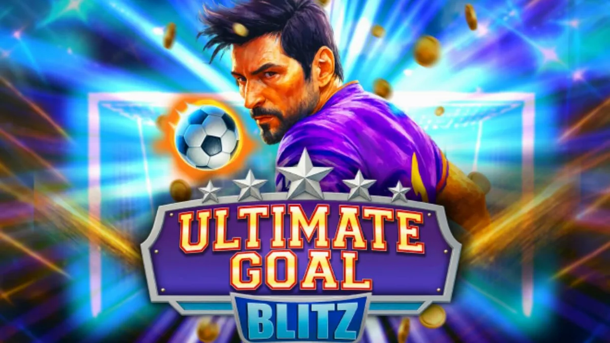 Pemandangan stadion sepak bola megah dalam slot Ultimate Goal Blitz